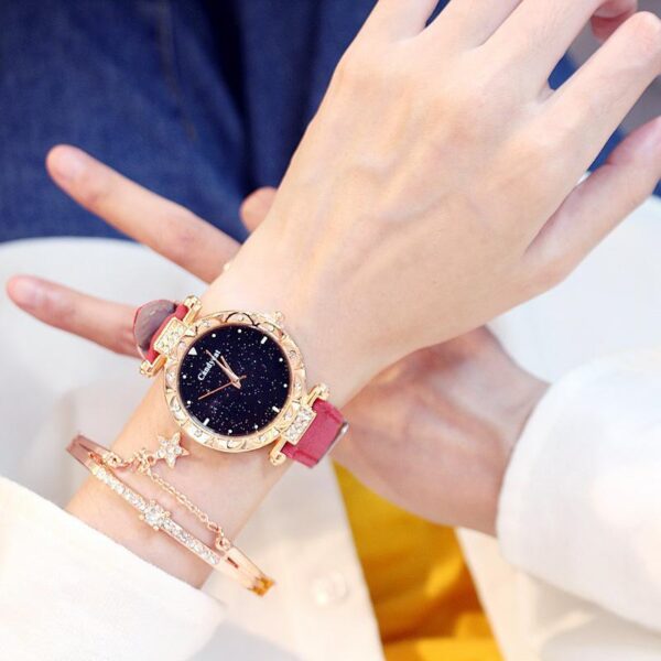 Internet Celebrity TikTok Star Watch Women's Fashion Trend Korean Style Simple Casual Women's Watch Student Two-Piece Gift Watch - Image 4
