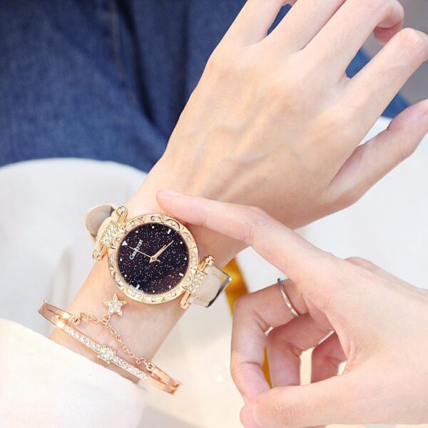 Internet Celebrity TikTok Star Watch Women's Fashion Trend Korean Style Simple Casual Women's Watch Student Two-Piece Gift Watch - Image 3