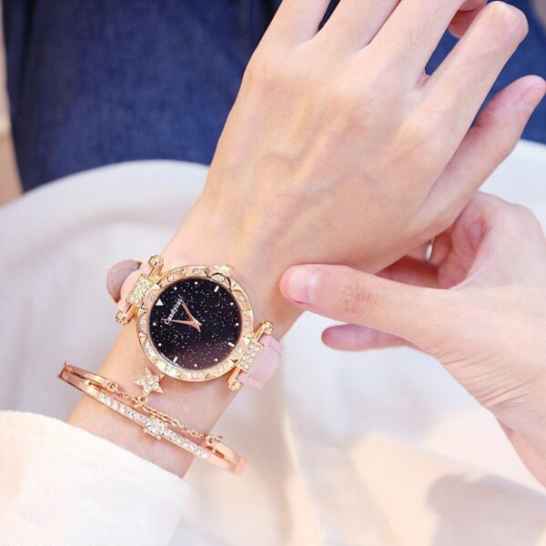 Internet Celebrity TikTok Star Watch Women's Fashion Trend Korean Style Simple Casual Women's Watch Student Two-Piece Gift Watch - Image 2