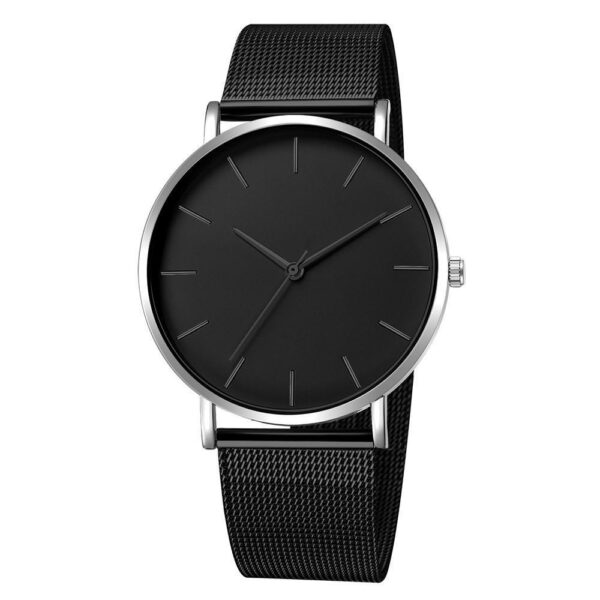 Hot Selling Men's Dial Fashionable Simple No LOGO Watch Mesh Band Quartz Student wristwatch Timer - Image 4