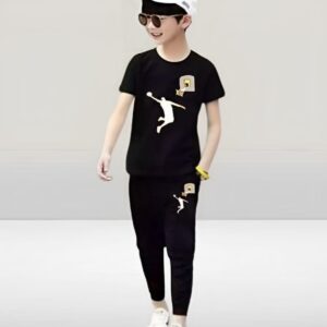 Stylish Boy's Tracksuit Set - 2 Pcs Micro Printed Outfit