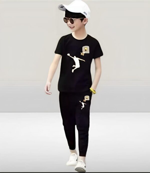 Stylish Boy's Tracksuit Set - 2 Pcs Micro Printed Outfit