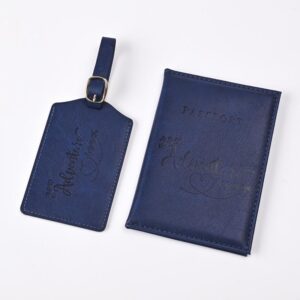 2025 PU Leather Embossed Brave Adventure Passport Holder Luggage Tag Ticket Clip Set Urban Simple Style Unisex Daily Match