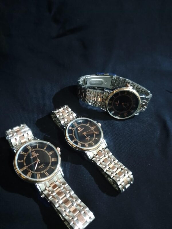 Men's Round Multicolor Stainless Steel Chain  Strap Watch - 1 Pc