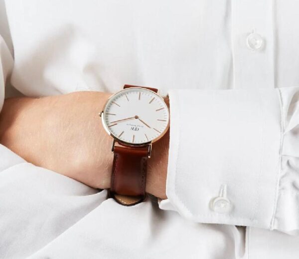 Men's Brown Leather Quartz Watch - Water Resistant (1 Pc)